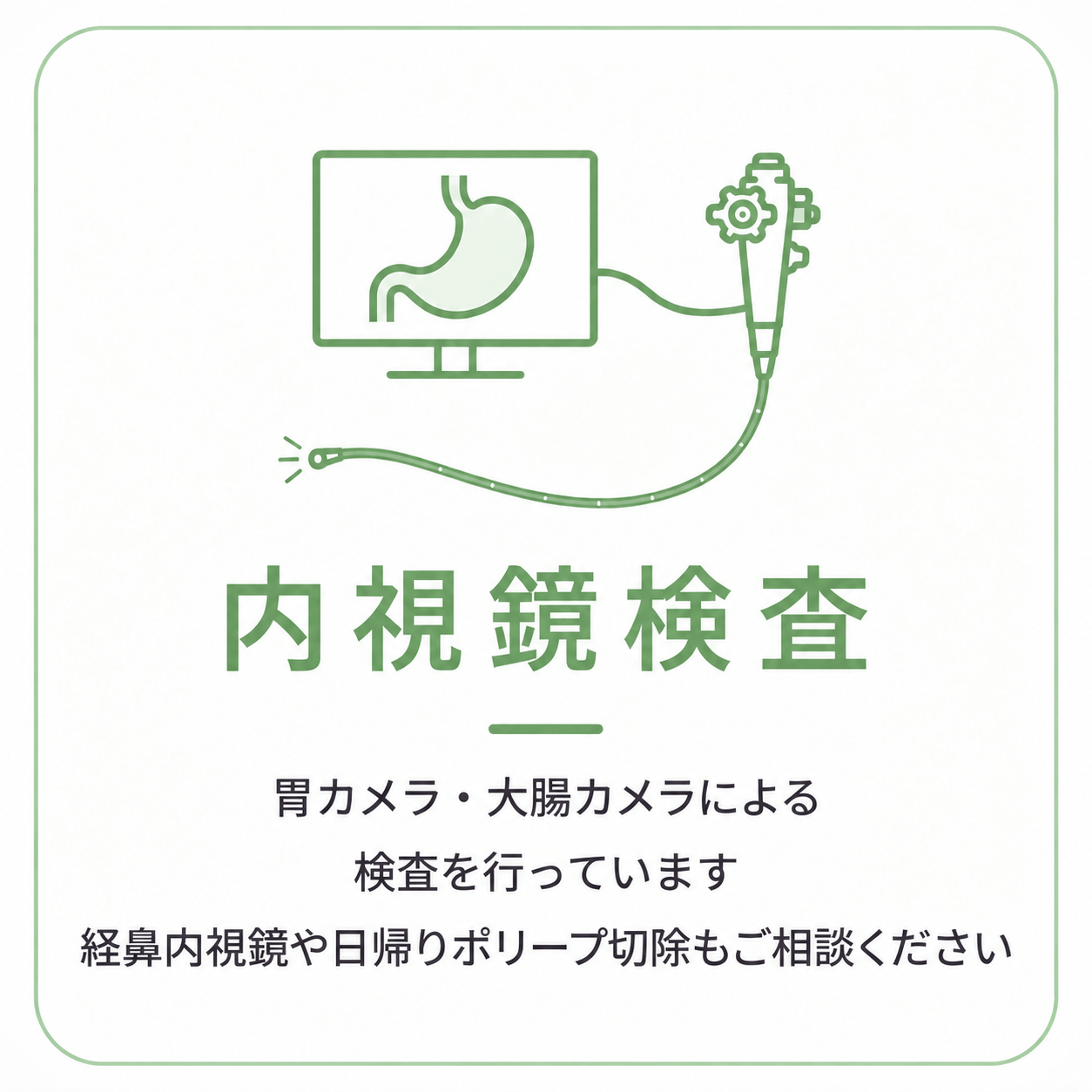 胃カメラ　大腸カメラ　経鼻内視鏡　日帰りポリープ切除　苦痛の少ない内視鏡